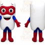 White Tooth Mascot Costume with Custom Logo