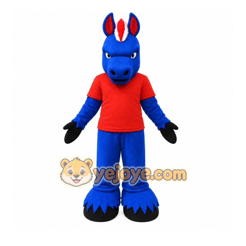 Blue Horse Mascot Costume with Custom Logo Blue Horse Mascot Costume with Custom Logo