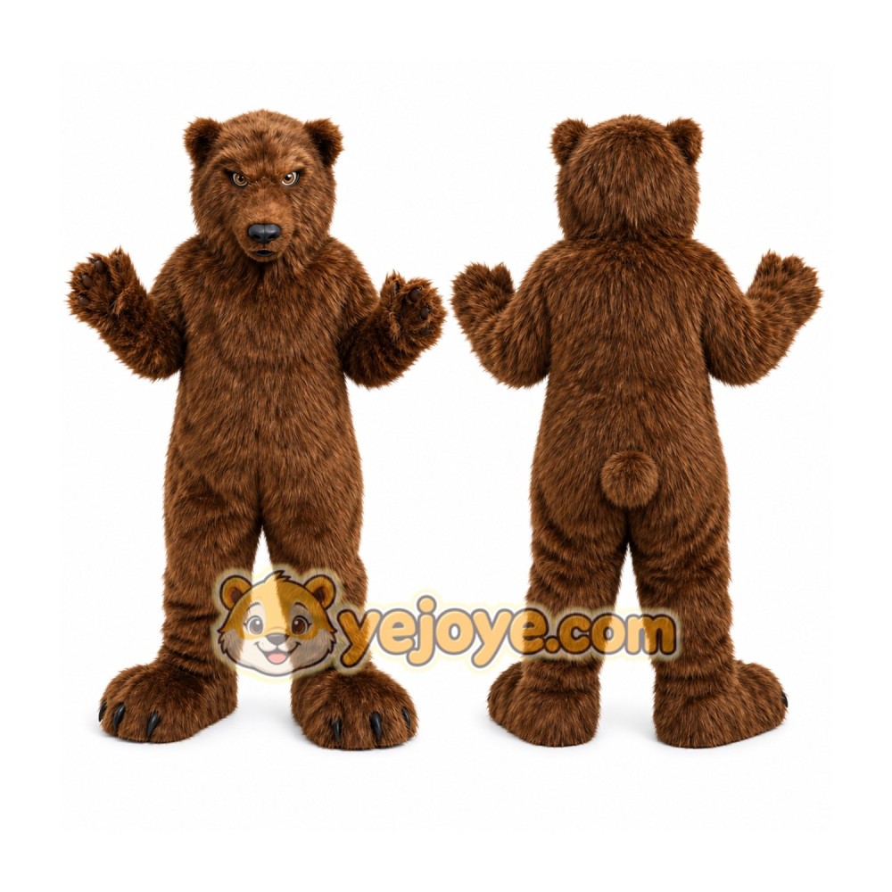 Brown Bear Mascot Costume with Custom Logo