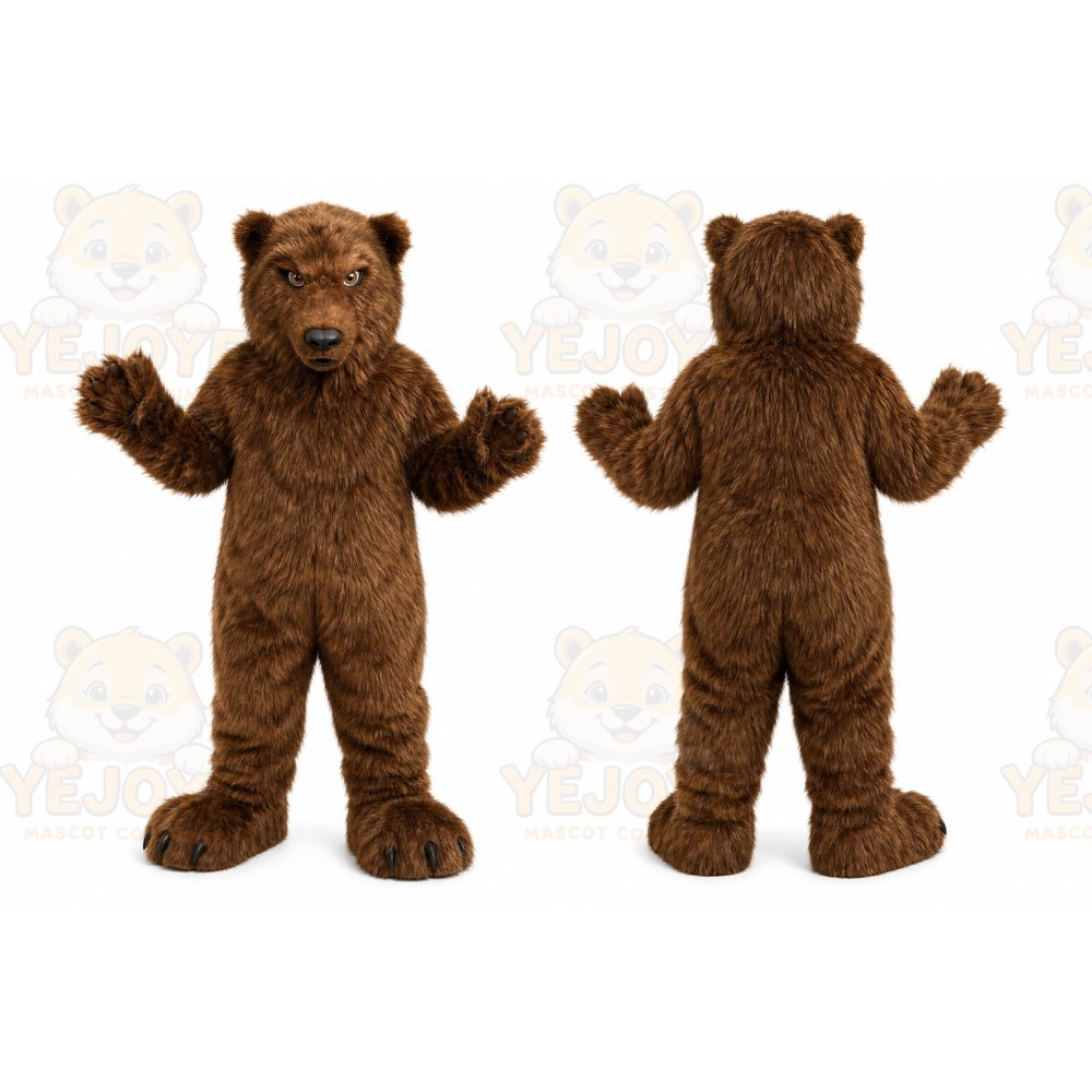 Brown Bear Mascot Costume with Custom Logo