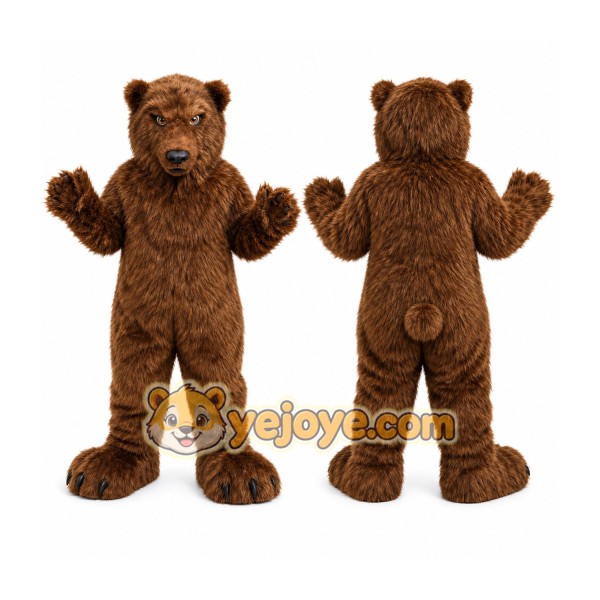 Brown Bear Mascot Costume with Custom Logo