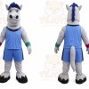 Gray Horse Mascot Costume with Custom Logo