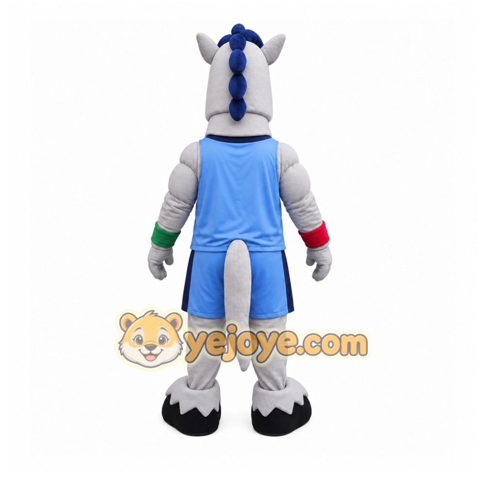 Gray Horse Mascot Costume with Custom Logo Gray Horse Mascot Costume with Custom Logo