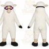 White Sheep Mascot Costume with Custom Logo