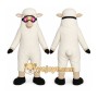 White Sheep Mascot Costume with Custom Logo