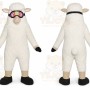 White Sheep Mascot Costume with Custom Logo