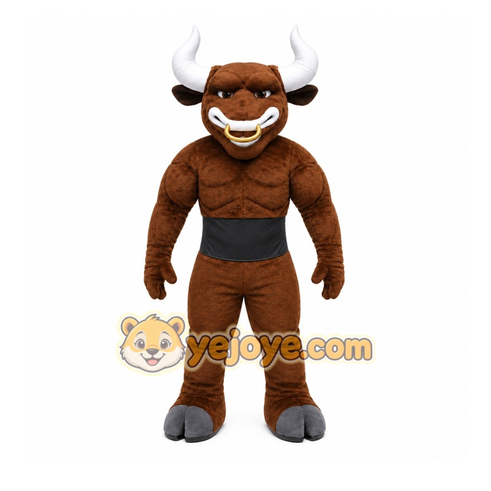 Brown Bull Mascot Costume with Custom Logo Brown Bull Mascot Costume with Custom Logo