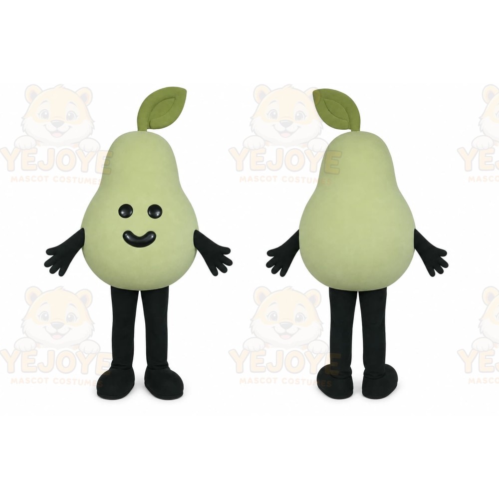 Green Pear Mascot Costume with Custom Logo