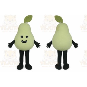 Green Pear Mascot Costume with Custom Logo