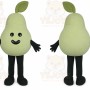 Green Pear Mascot Costume with Custom Logo