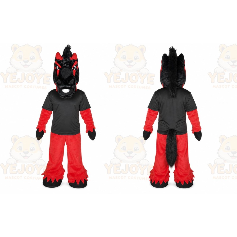 Red Horse Mascot Costume with Custom Logo