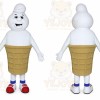 White Ice Cream Mascot Costume with Custom Logo