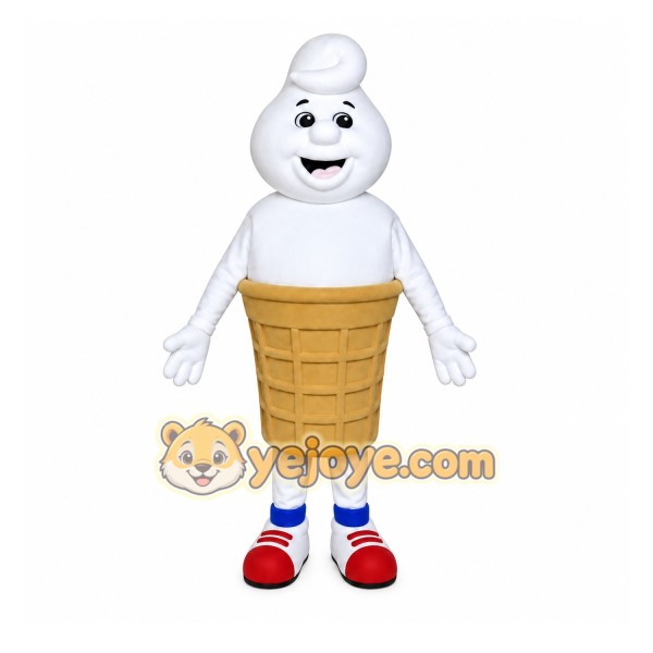 White Ice Cream Mascot Costume with Custom Logo White Ice Cream Mascot Costume with Custom Logo