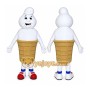 White Ice Cream Mascot Costume with Custom Logo