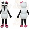 White Insect Mascot Costume with Custom Logo