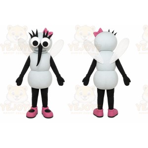White Insect Mascot Costume with Custom Logo