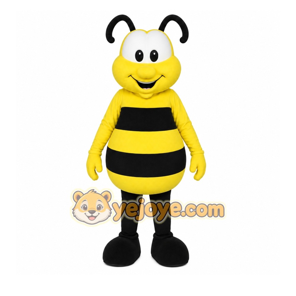 Yellow Bee Mascot Costume with Custom Logo