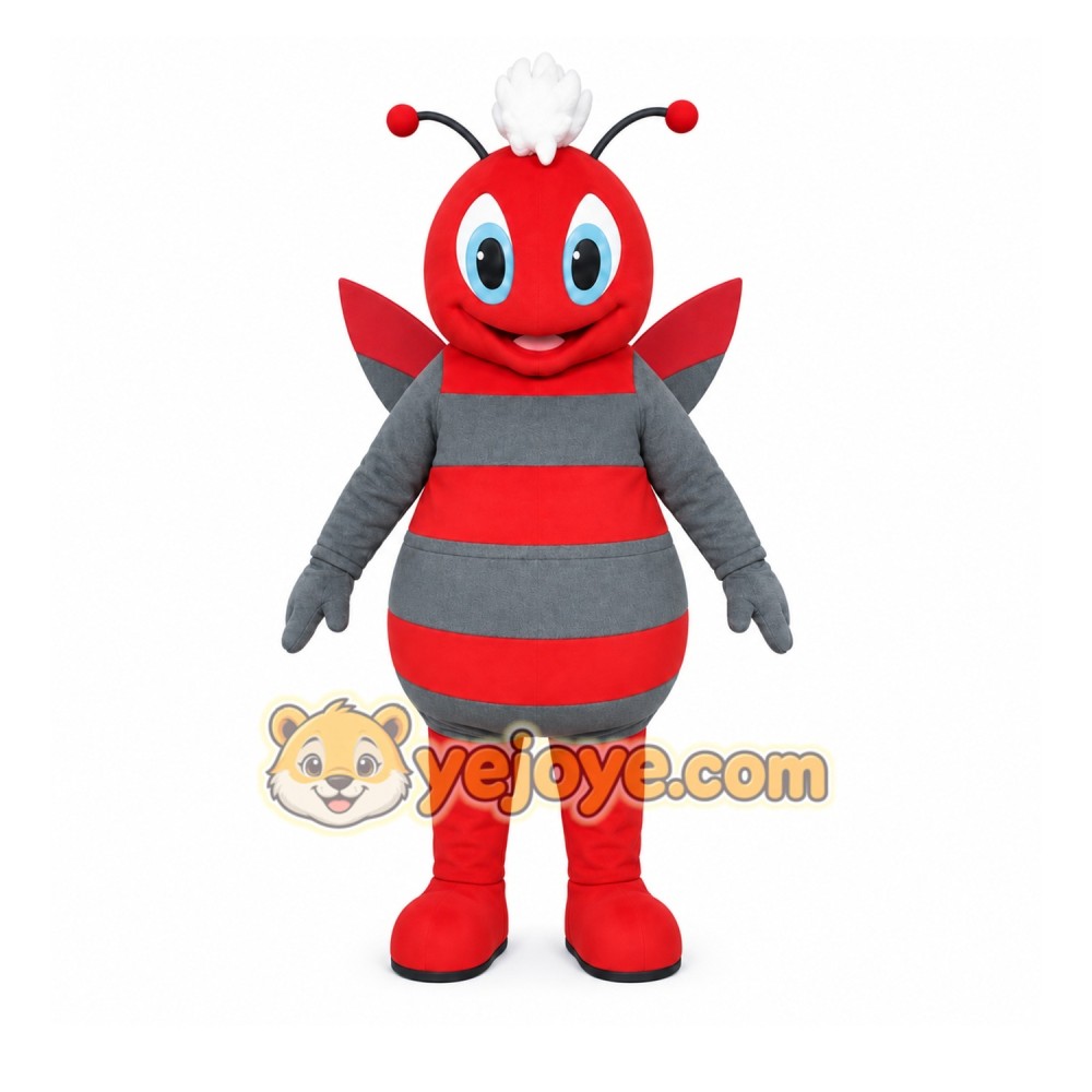 Red Insect Mascot Costume with Custom Logo