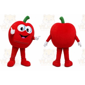 Red Apple Mascot Costume with Custom Logo