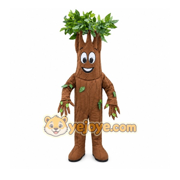 Brown Tree Mascot Costume with Custom Logo