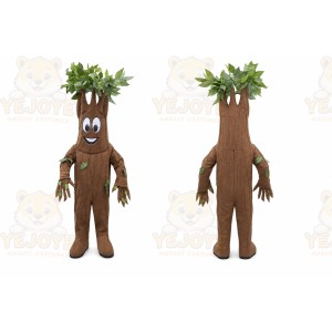 Brown Tree Mascot Costume with Custom Logo