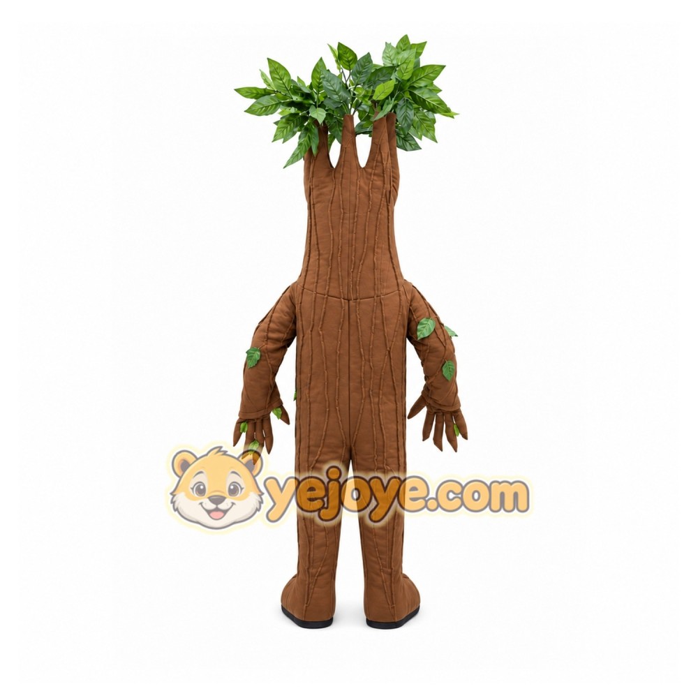 Brown Tree Mascot Costume with Custom Logo