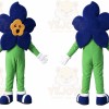 Blue Flower Mascot Costume with Custom Logo