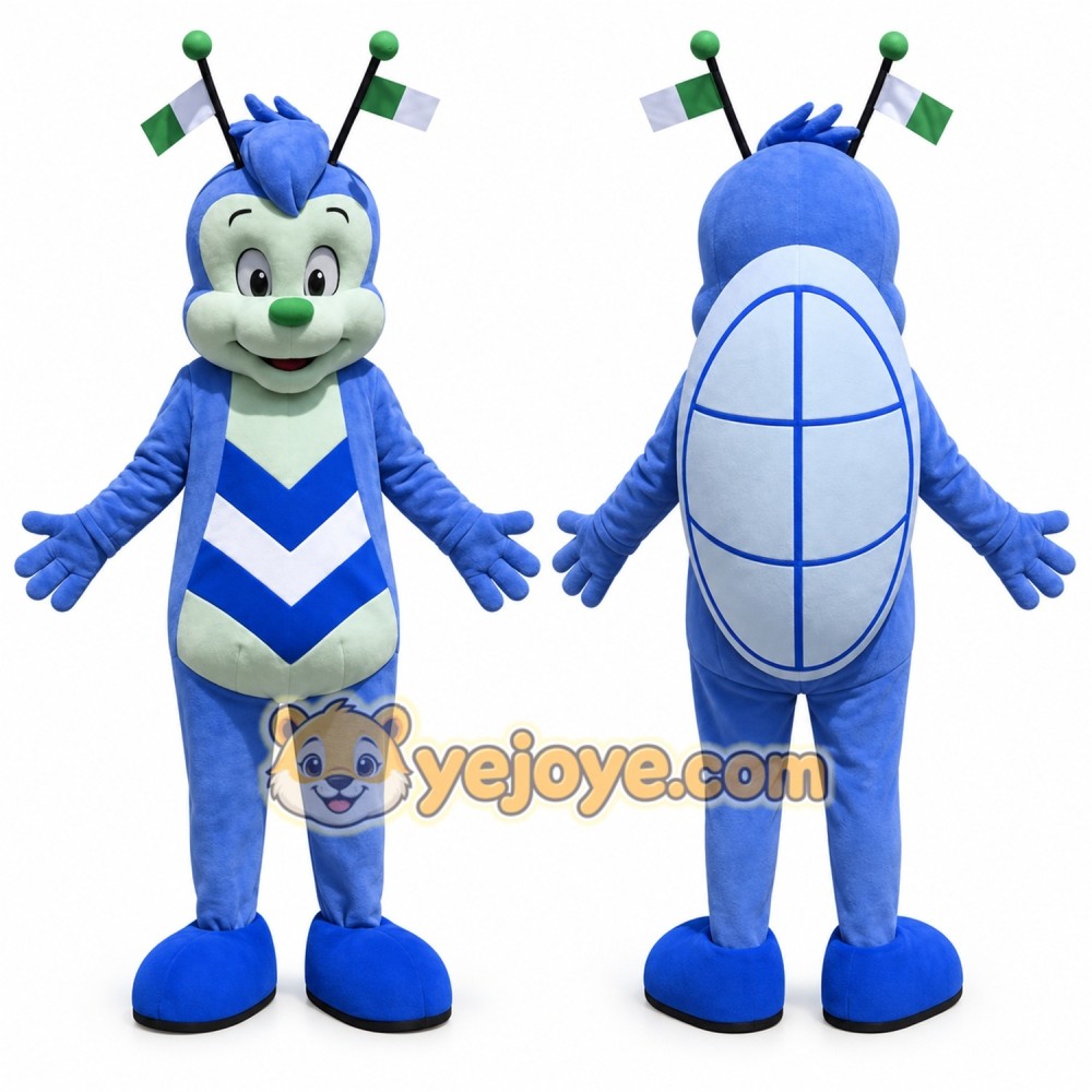Blue Insect Mascot Costume with Custom Logo Blue Insect Mascot Costume with Custom Logo