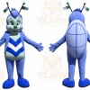 Blue Insect Mascot Costume with Custom Logo