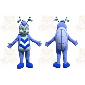 Blue Insect Mascot Costume with Custom Logo