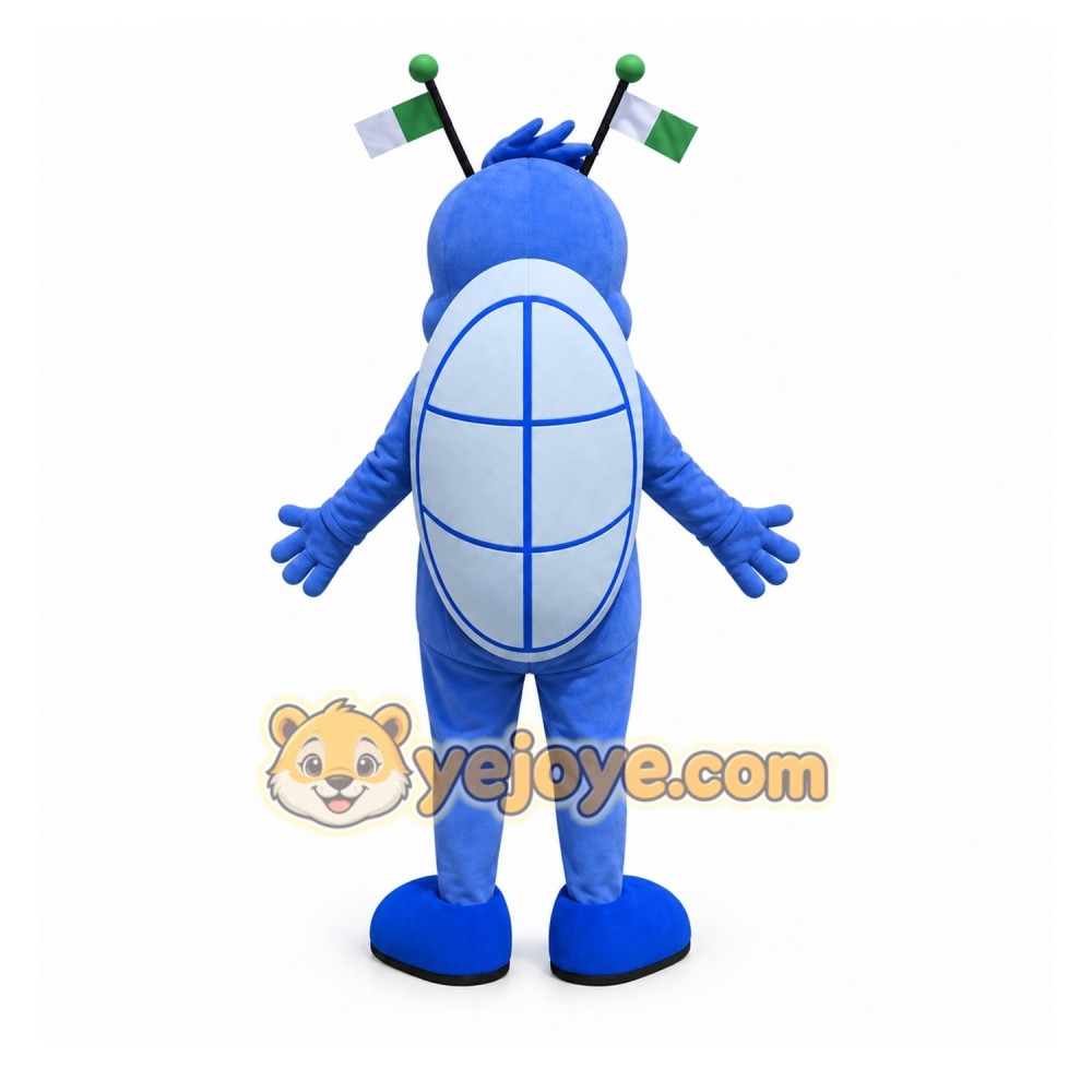 Blue Insect Mascot Costume with Custom Logo Blue Insect Mascot Costume with Custom Logo