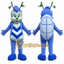 Blue Insect Mascot Costume with Custom Logo