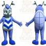 Blue Insect Mascot Costume with Custom Logo