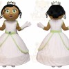 White Princess Mascot Costume with Custom Logo