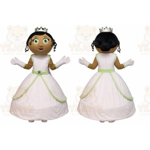 White Princess Mascot Costume with Custom Logo