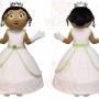 White Princess Mascot Costume with Custom Logo