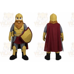Yellow Knight Mascot Costume with Custom Logo