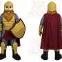 Yellow Knight Mascot Costume with Custom Logo