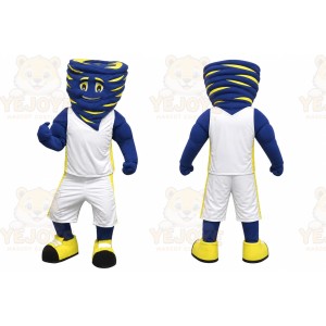 Blue Tornado Mascot Costume with Custom Logo