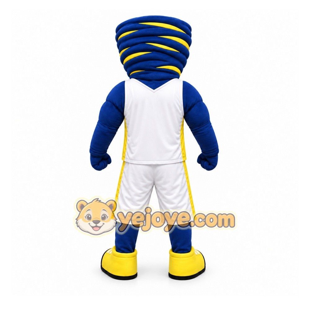 Blue Tornado Mascot Costume with Custom Logo