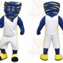 Blue Tornado Mascot Costume with Custom Logo