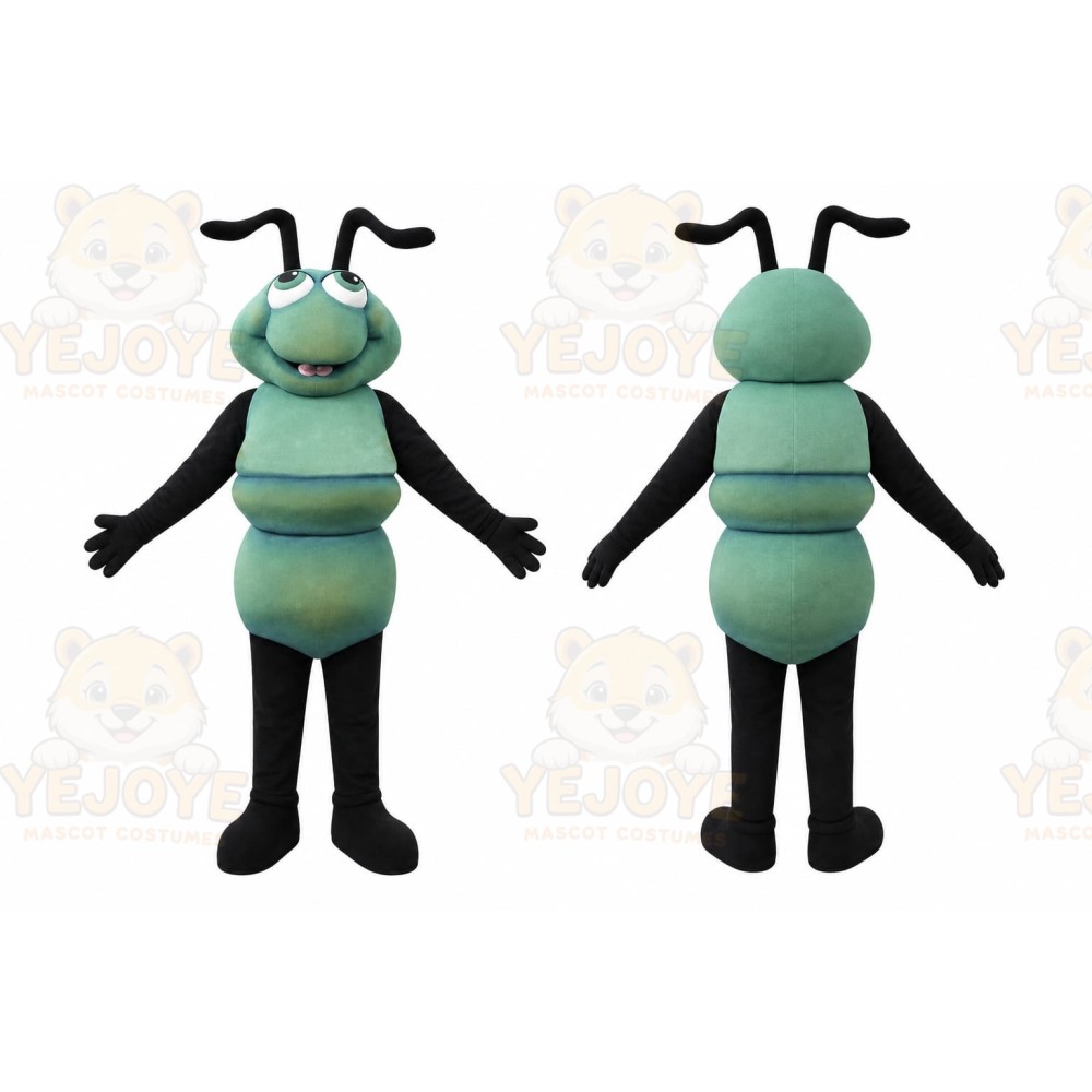 Green Insect Mascot Costume with Custom Logo