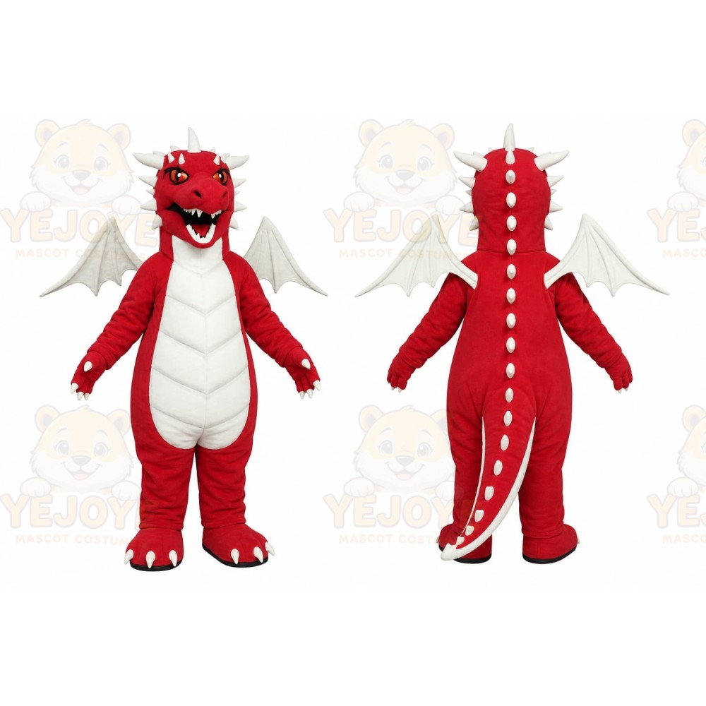 Red Dragon Mascot Costume with Custom Logo