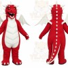 Red Dragon Mascot Costume with Custom Logo