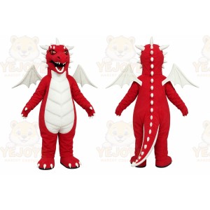 Red Dragon Mascot Costume with Custom Logo