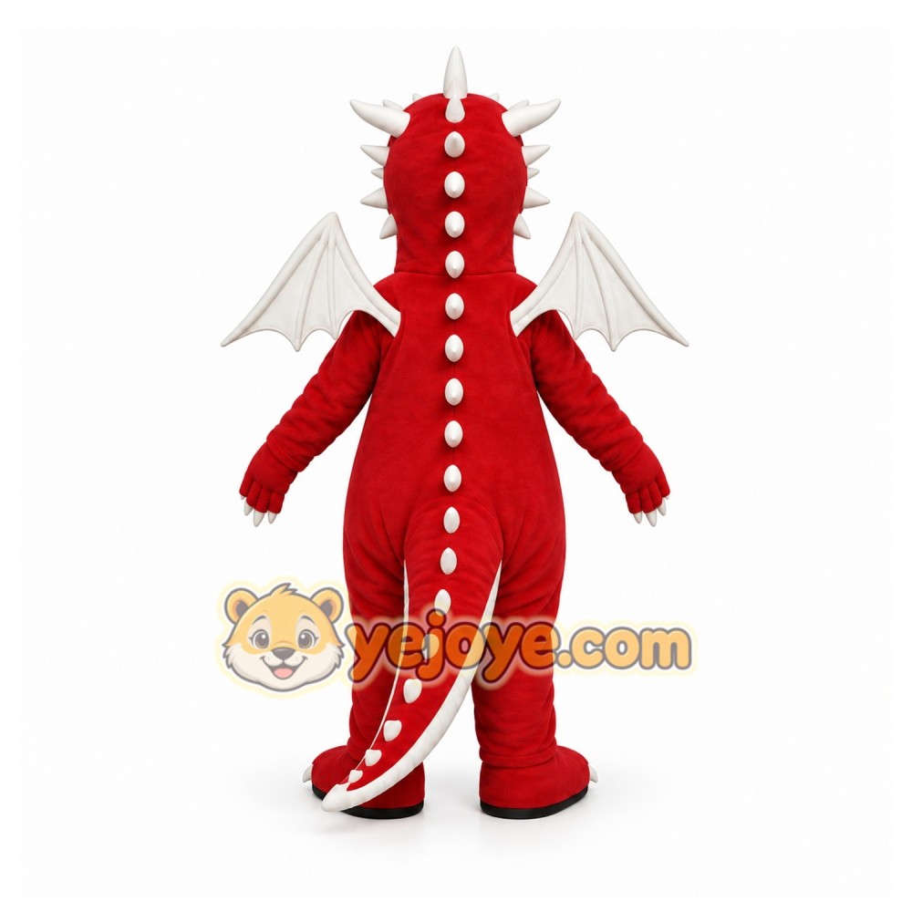 Red Dragon Mascot Costume with Custom Logo