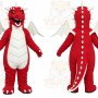 Red Dragon Mascot Costume with Custom Logo