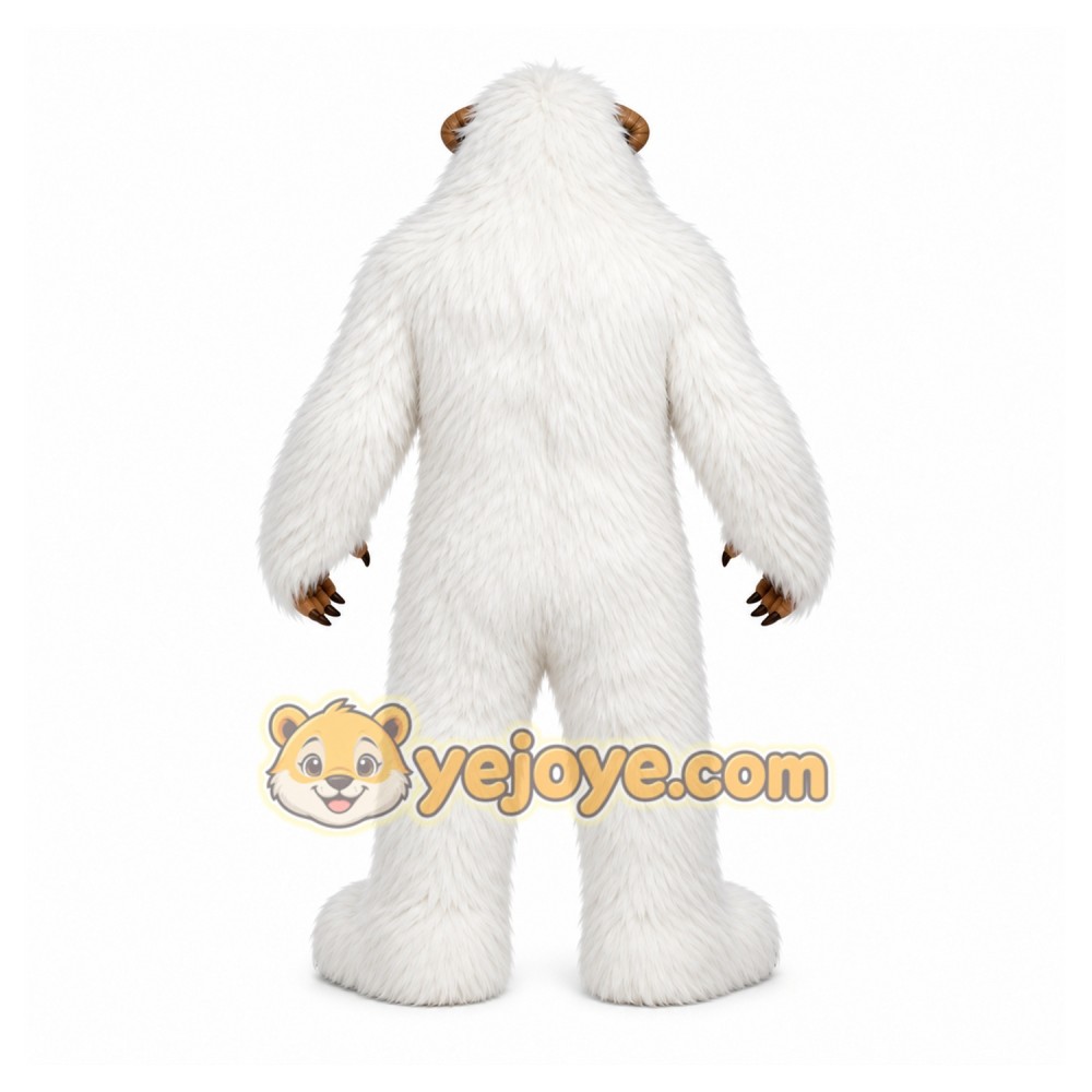 White Yeti Mascot Costume with Custom Logo