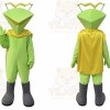 Green Alien Mascot Costume with Custom Logo