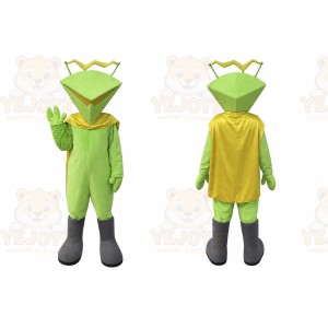 Green Alien Mascot Costume with Custom Logo
